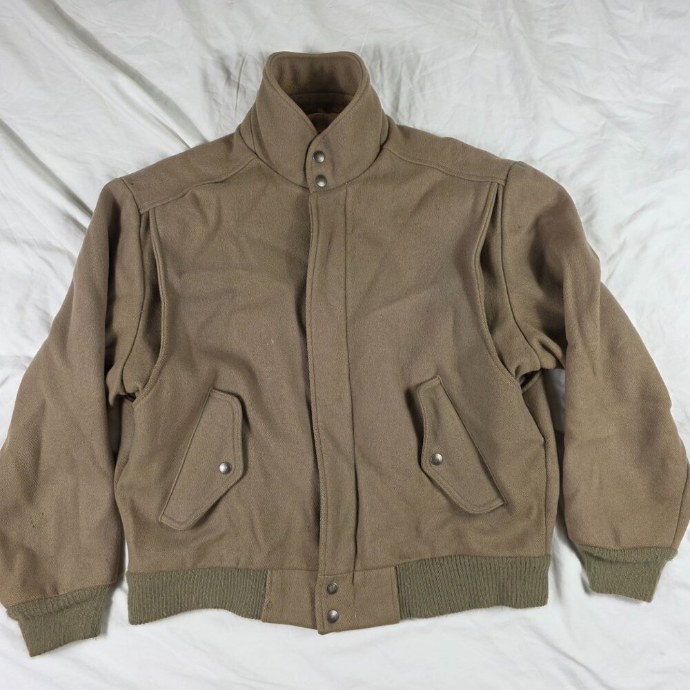 Saks Fifth Avenue Mens Size Large Wool Jacket Brown Full Zip Casual Outerwear